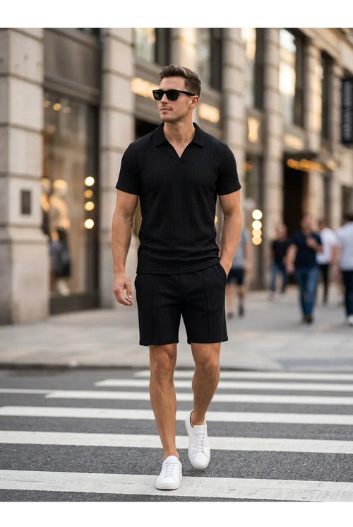 Forge Textured Polo & Shorts Set