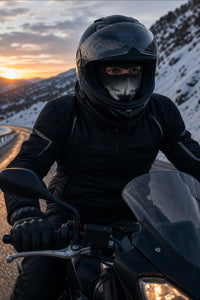 Chameleon Balaclava en motocicleta con frío
