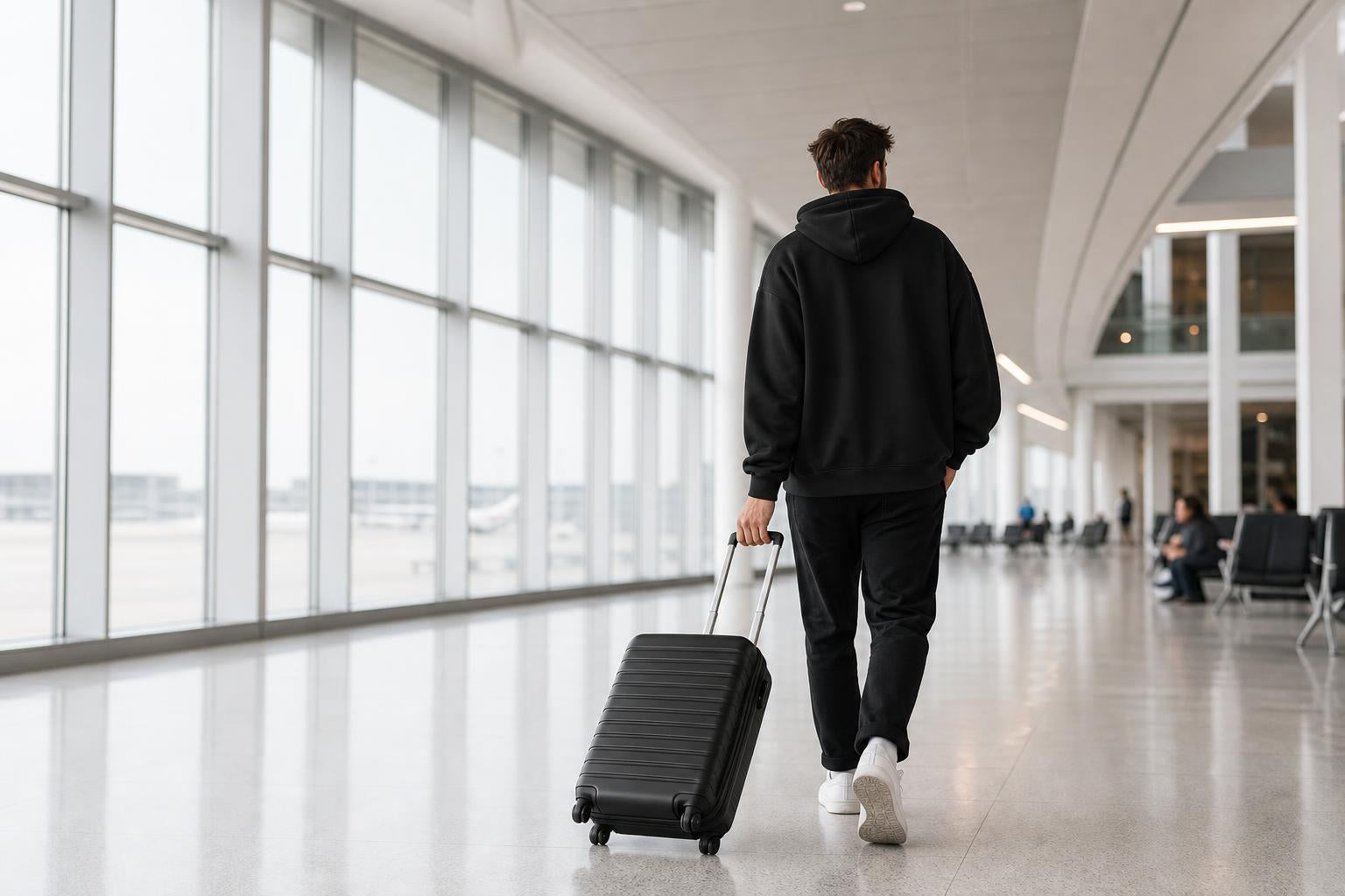 Jetlag Hoodie, caminando por el aeropuerto