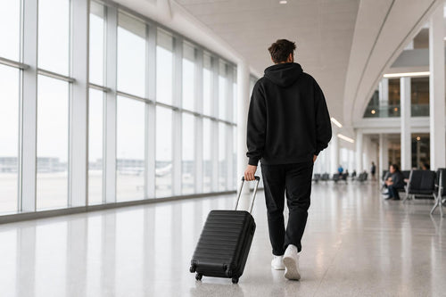Jetlag Hoodie, caminando por el aeropuerto