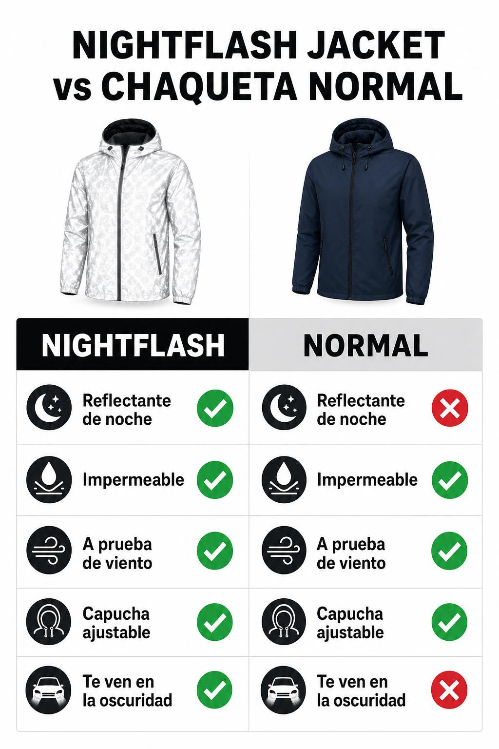 Comparativa Nightflash Jacket vs chaqueta normal