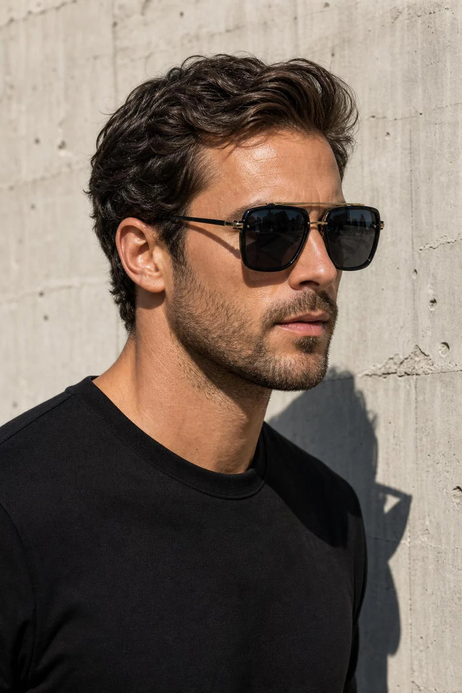 Apex Oversized Sunglasses profile in strong sunlight