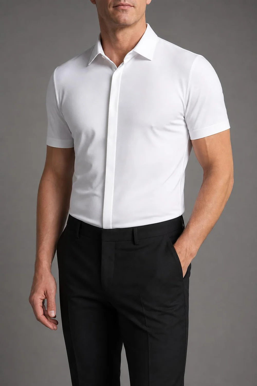Sterling Stretch Short-Sleeve in white