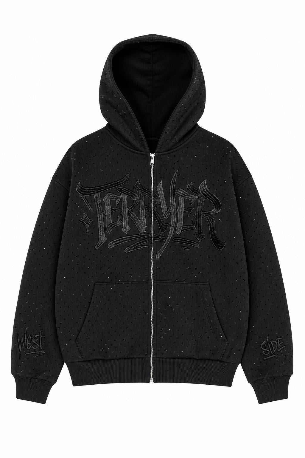 Stardust Hoodie con logo TERRYER bordado, vista frontal
